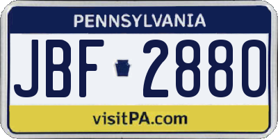 PA license plate JBF2880