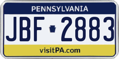 PA license plate JBF2883