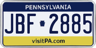 PA license plate JBF2885