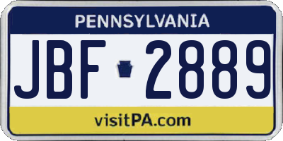 PA license plate JBF2889