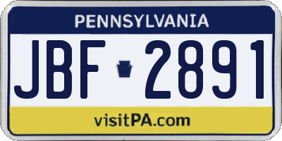 PA license plate JBF2891