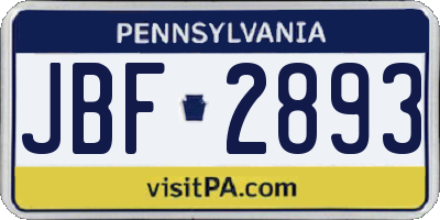 PA license plate JBF2893