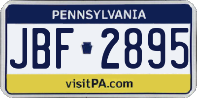 PA license plate JBF2895