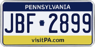 PA license plate JBF2899