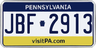 PA license plate JBF2913