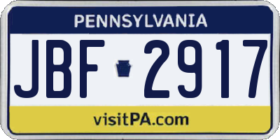 PA license plate JBF2917