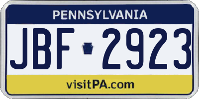 PA license plate JBF2923