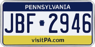PA license plate JBF2946