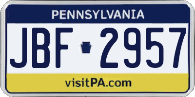 PA license plate JBF2957