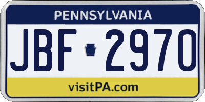 PA license plate JBF2970