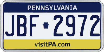 PA license plate JBF2972
