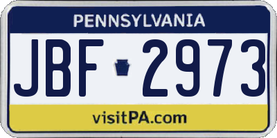 PA license plate JBF2973