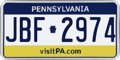 PA license plate JBF2974