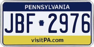 PA license plate JBF2976