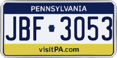 PA license plate JBF3053