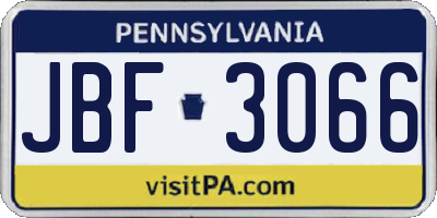PA license plate JBF3066