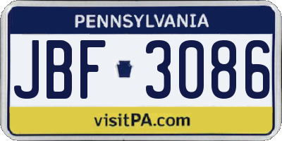 PA license plate JBF3086