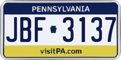 PA license plate JBF3137