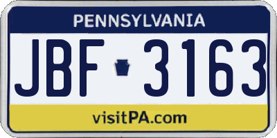PA license plate JBF3163