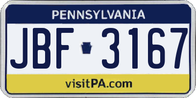 PA license plate JBF3167