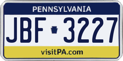 PA license plate JBF3227