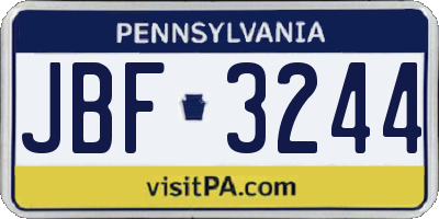 PA license plate JBF3244