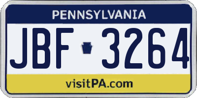 PA license plate JBF3264
