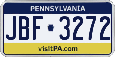 PA license plate JBF3272
