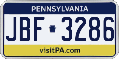 PA license plate JBF3286
