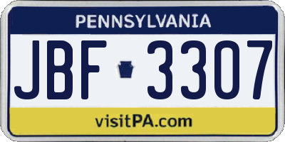 PA license plate JBF3307