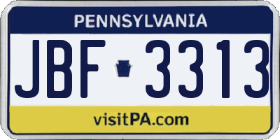 PA license plate JBF3313