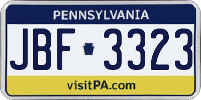 PA license plate JBF3323