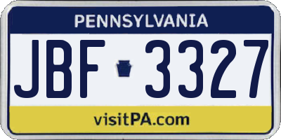 PA license plate JBF3327