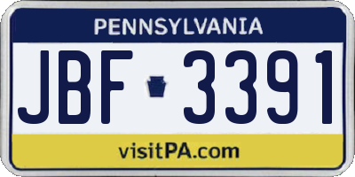 PA license plate JBF3391