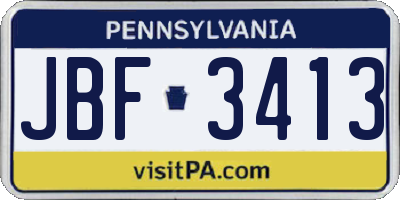 PA license plate JBF3413