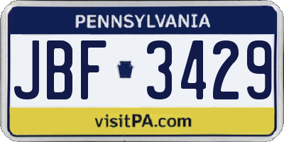PA license plate JBF3429