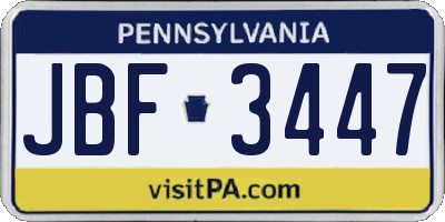 PA license plate JBF3447