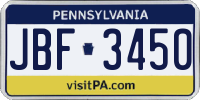 PA license plate JBF3450