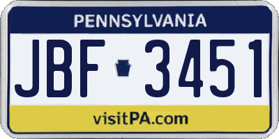 PA license plate JBF3451