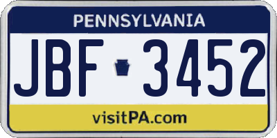 PA license plate JBF3452