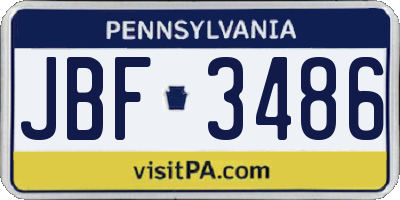 PA license plate JBF3486
