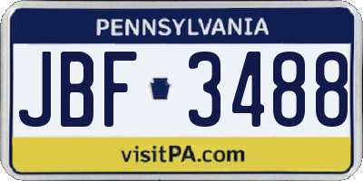 PA license plate JBF3488