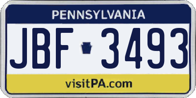 PA license plate JBF3493