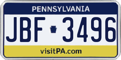 PA license plate JBF3496