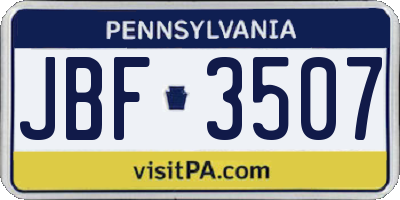 PA license plate JBF3507