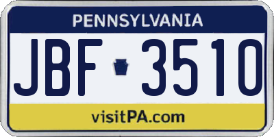 PA license plate JBF3510