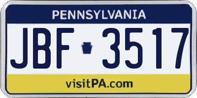 PA license plate JBF3517