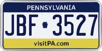 PA license plate JBF3527
