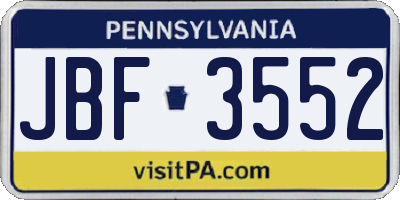 PA license plate JBF3552