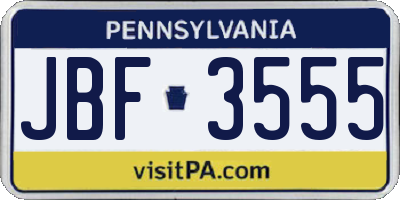 PA license plate JBF3555